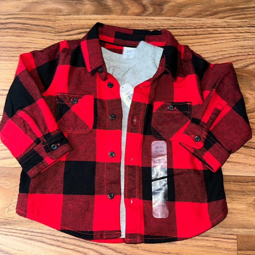 Baby gap flannel and shirt set